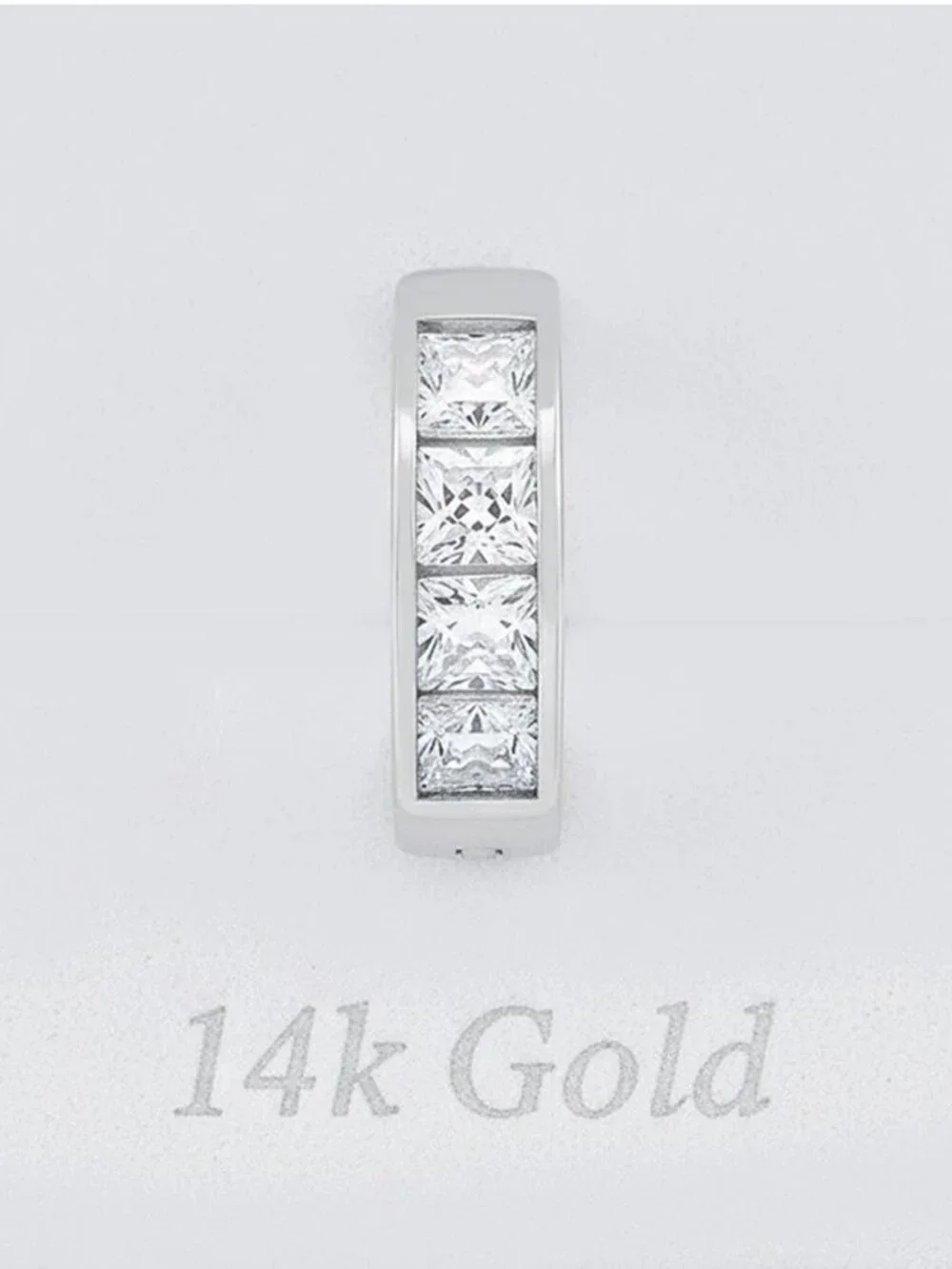 Created White Sapphire Single Huggie Earring 14k Gold